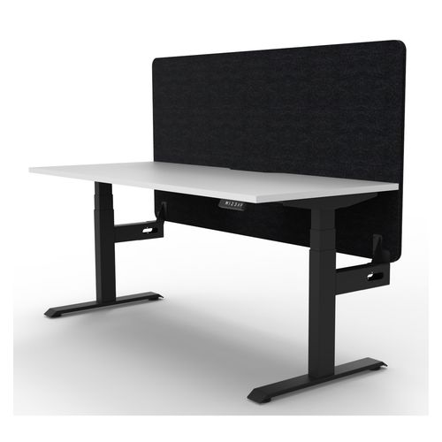 Rapid Boost Plus Height Adjustable Desk with Black Eco Screen Single Sided 1500mm Black Frame Natural White Top