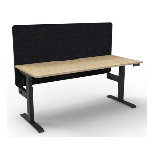 Rapid Boost Plus Height Adjustable Desk with Black Eco Screen Single Sided 1500mm Black Frame Natural Oak Top