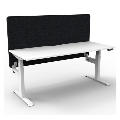 Rapid Boost Plus Height Adjustable Desk with Black Eco Screen Single Sided 1500mm White Frame Natural White Top