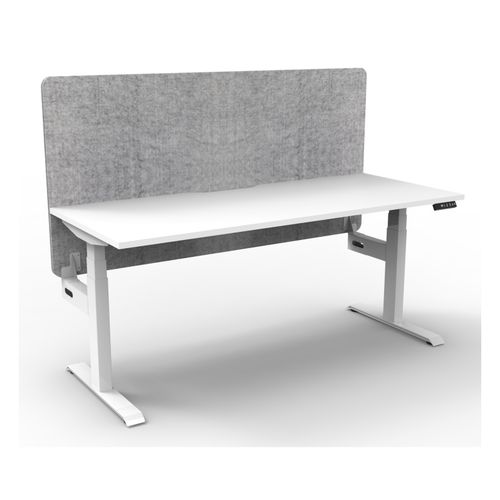 Rapid Boost Plus Height Adjustable Desk with Grey Eco Screen Single Sided 1500mm White Frame Natural White Top