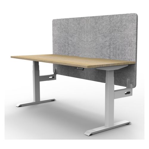 Rapid Boost Plus Height Adjustable Desk with Grey Eco Screen Single Sided 1500mm White Frame Natural Oak Top