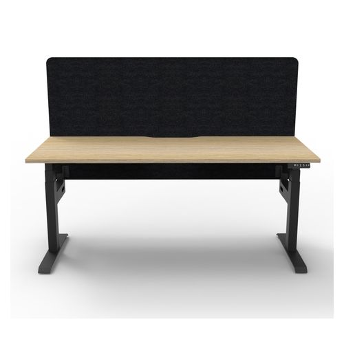 Rapid Boost Plus Height Adjustable Desk with Black Eco Screen Single Sided 1800mm Black Frame Natural Oak Top