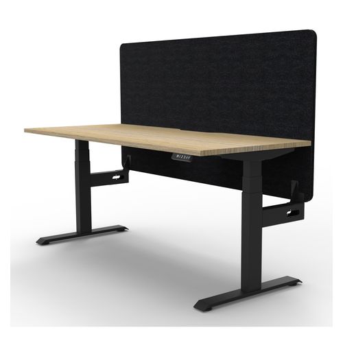 Rapid Boost Plus Height Adjustable Desk with Black Eco Screen Single Sided 1800mm Black Frame Natural Oak Top