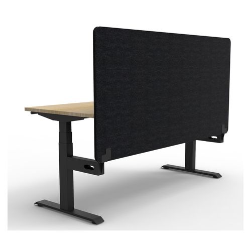 Rapid Boost Plus Height Adjustable Desk with Black Eco Screen Single Sided 1800mm Black Frame Natural Oak Top