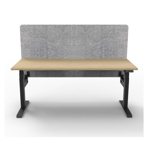 Rapid Boost Plus Height Adjustable Desk with Grey Eco Screen Single Sided 1800mm Black Frame Natural Oak Top