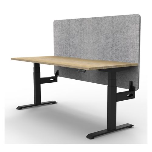 Rapid Boost Plus Height Adjustable Desk with Grey Eco Screen Single Sided 1800mm Black Frame Natural Oak Top