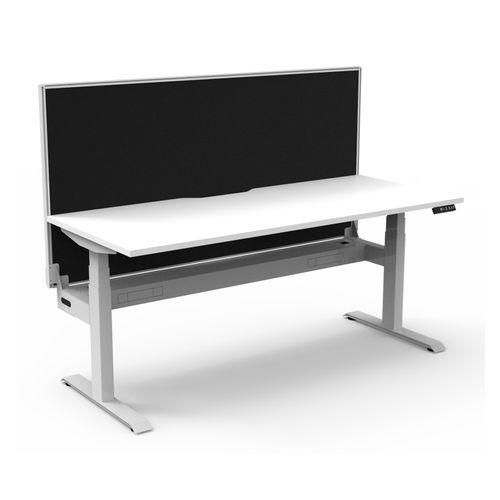 Rapid Boost Plus Height Adjustable Desk with Screen & Cable Tray Single Sided 1200mm White Frame Natural White Top