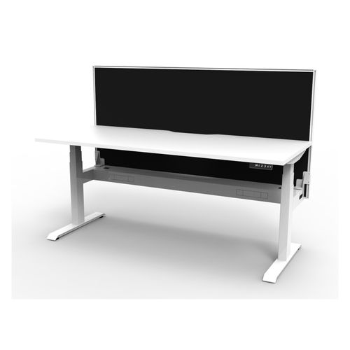 Rapid Boost Plus Height Adjustable Desk with Screen & Cable Tray Single Sided 1200mm White Frame Natural White Top