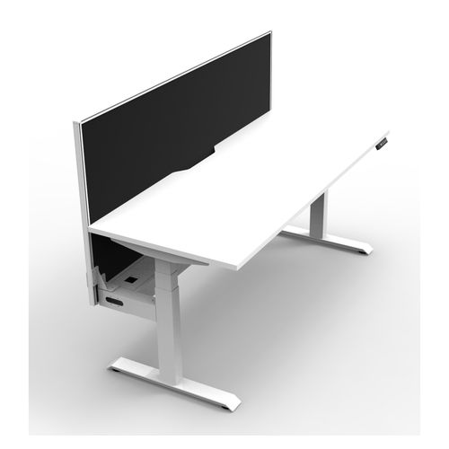 Rapid Boost Plus Height Adjustable Desk with Screen & Cable Tray Single Sided 1200mm White Frame Natural White Top