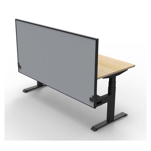 Rapid Boost Plus Height Adjustable Desk with Screen & Cable Tray Single Sided 1500mm Black Frame Natural Oak Top