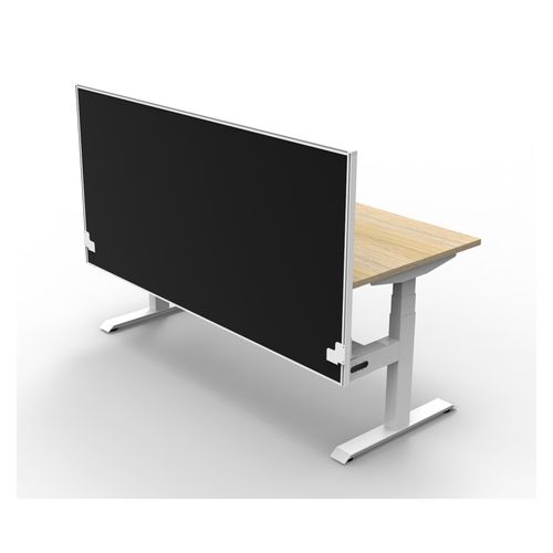 Rapid Boost Plus Height Adjustable Desk with Screen & Cable Tray Single Sided 1500mm White Frame Natural Oak Top