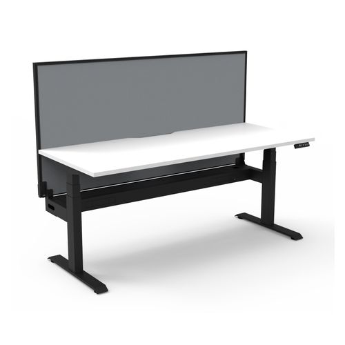 Rapid Boost Plus Height Adjustable Desk with Screen & Cable Tray Single Sided 1800mm Black Frame Natural White Top