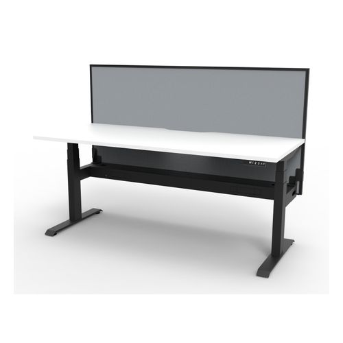 Rapid Boost Plus Height Adjustable Desk with Screen & Cable Tray Single Sided 1800mm Black Frame Natural White Top