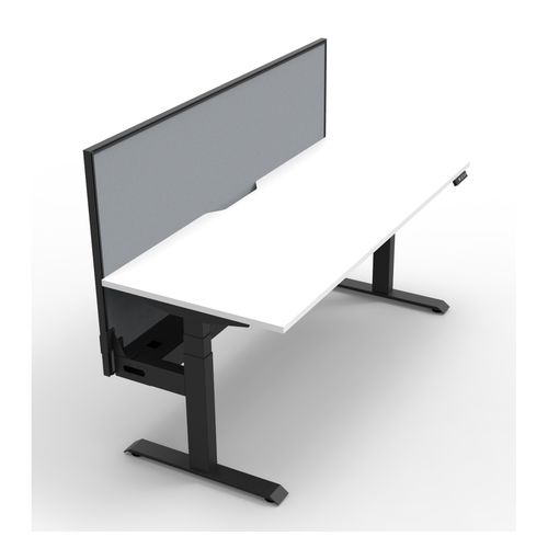 Rapid Boost Plus Height Adjustable Desk with Screen & Cable Tray Single Sided 1800mm Black Frame Natural White Top