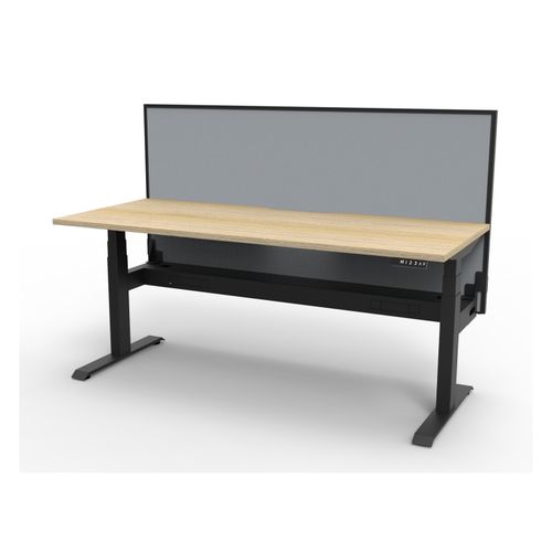Rapid Boost Plus Height Adjustable Desk with Screen & Cable Tray Single Sided 1800mm Black Frame Natural Oak Top