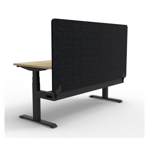 Rapid Boost Plus Height Adjustable Desk with Black Eco Screen & Cable Tray Single Sided 1200mm Black Frame Natural Oak Top