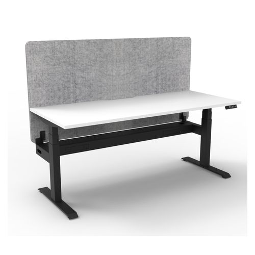 Rapid Boost Plus Height Adjustable Desk with Grey Eco Screen & Cable Tray Single Sided 1200mm Black Frame Natural White Top