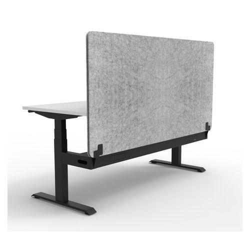 Rapid Boost Plus Height Adjustable Desk with Grey Eco Screen & Cable Tray Single Sided 1200mm Black Frame Natural White Top