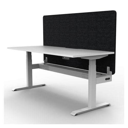 Rapid Boost Plus Height Adjustable Desk with Black Eco Screen & Cable Tray Single Sided 1200mm White Frame Natural White Top