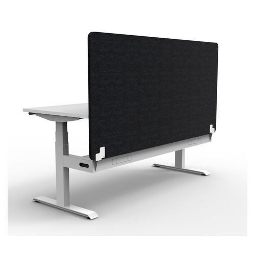 Rapid Boost Plus Height Adjustable Desk with Black Eco Screen & Cable Tray Single Sided 1200mm White Frame Natural White Top