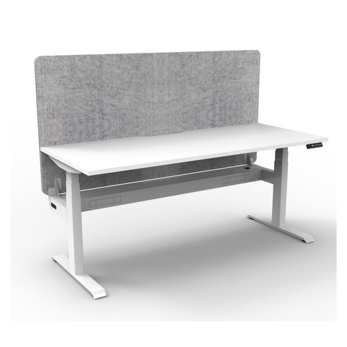 Rapid Boost Plus Height Adjustable Desk with Grey Eco Screen & Cable Tray Single Sided 1200mm White Frame Natural White Top