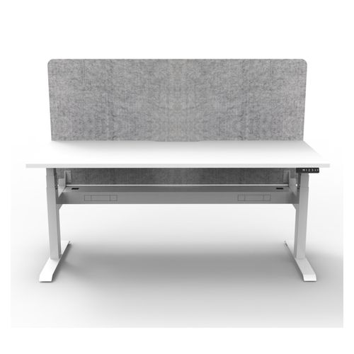 Rapid Boost Plus Height Adjustable Desk with Grey Eco Screen & Cable Tray Single Sided 1200mm White Frame Natural White Top