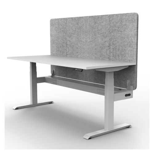Rapid Boost Plus Height Adjustable Desk with Grey Eco Screen & Cable Tray Single Sided 1200mm White Frame Natural White Top