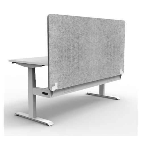 Rapid Boost Plus Height Adjustable Desk with Grey Eco Screen & Cable Tray Single Sided 1200mm White Frame Natural White Top