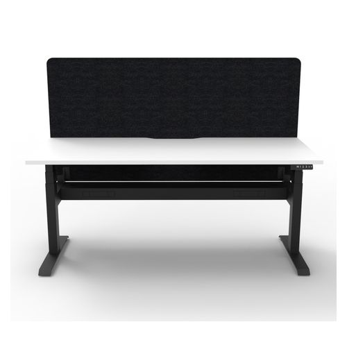 Rapid Boost Plus Height Adjustable Desk with Black Eco Screen & Cable Tray Single Sided 1500mm Black Frame Natural White Top