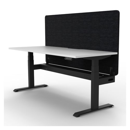 Rapid Boost Plus Height Adjustable Desk with Black Eco Screen & Cable Tray Single Sided 1500mm Black Frame Natural White Top