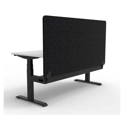Rapid Boost Plus Height Adjustable Desk with Black Eco Screen & Cable Tray Single Sided 1500mm Black Frame Natural White Top