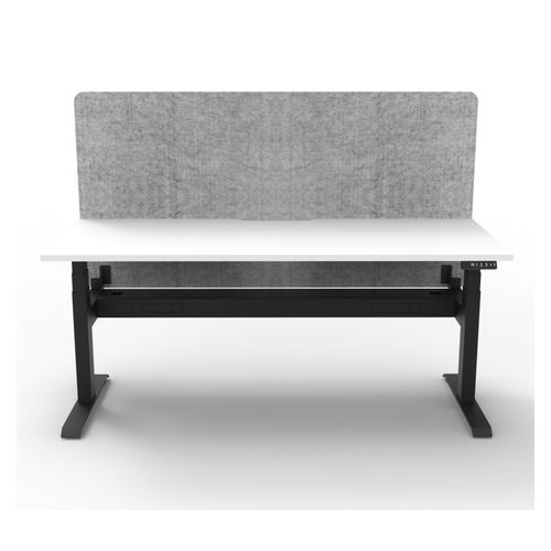 Rapid Boost Plus Height Adjustable Desk with Grey Eco Screen & Cable Tray Single Sided 1800mm Black Frame Natural White Top
