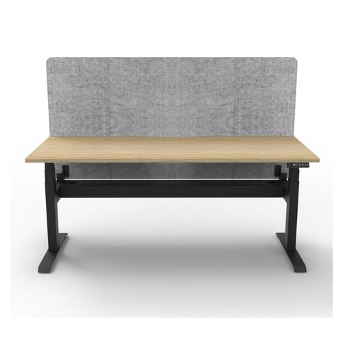 Rapid Boost Plus Height Adjustable Desk with Grey Eco Screen & Cable Tray Single Sided 1800mm Black Frame Natural Oak Top
