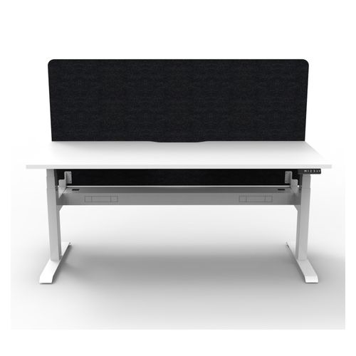 Rapid Boost Plus Height Adjustable Desk with Black Eco Screen & Cable Tray Single Sided 1800mm White Frame Natural White Top