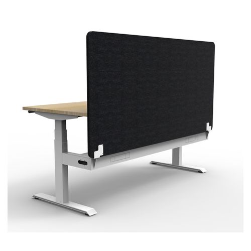 Rapid Boost Plus Height Adjustable Desk with Black Eco Screen & Cable Tray Single Sided 1800mm White Frame Natural Oak Top