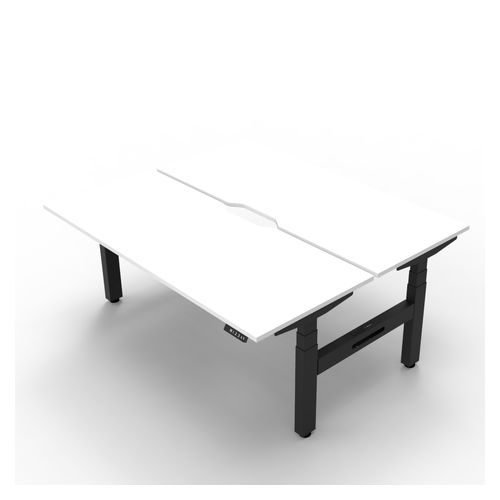 Rapid Boost Plus Height Adjustable Desk Back To Back 1200mm Black Frame Natural White Top