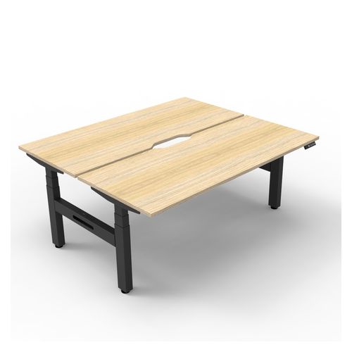 Rapid Boost Plus Height Adjustable Desk Back To Back 1200mm Black Frame Natural Oak Top
