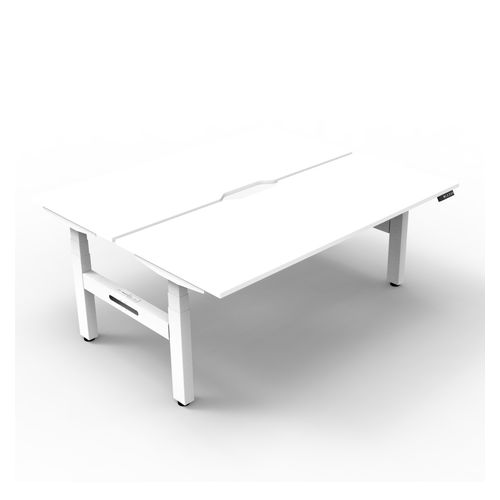 Rapid Boost Plus Height Adjustable Desk Back To Back 1200mm White Frame Natural White Top