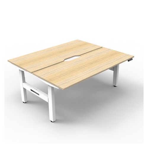 Rapid Boost Plus Height Adjustable Desk Back To Back 1200mm White Frame Natural Oak Top