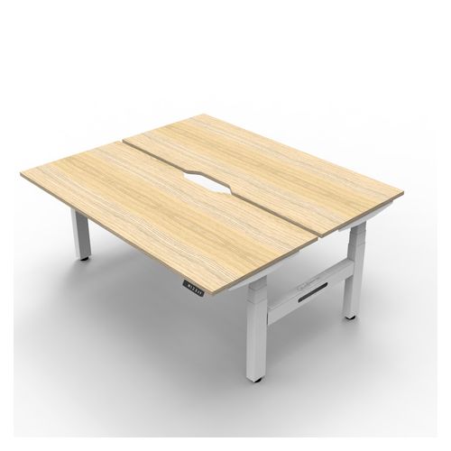 Rapid Boost Plus Height Adjustable Desk Back To Back 1200mm White Frame Natural Oak Top