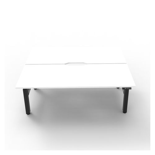 Rapid Boost Plus Height Adjustable Desk Back To Back 1500mm Black Frame Natural White Top
