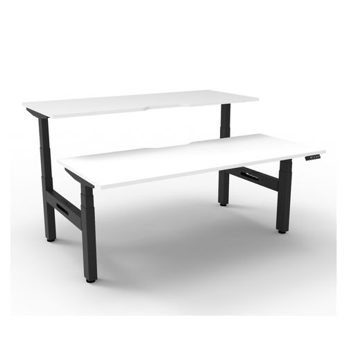 Rapid Boost Plus Height Adjustable Desk Back To Back 1500mm Black Frame Natural White Top