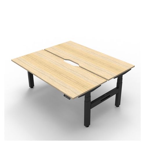 Rapid Boost Plus Height Adjustable Desk Back To Back 1500mm Black Frame Natural Oak Top