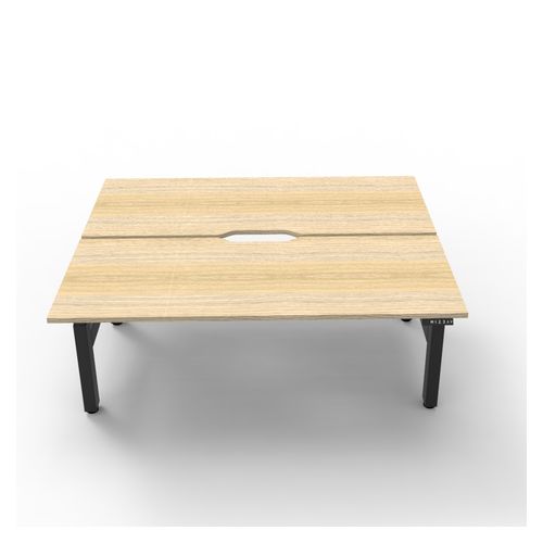 Rapid Boost Plus Height Adjustable Desk Back To Back 1500mm Black Frame Natural Oak Top