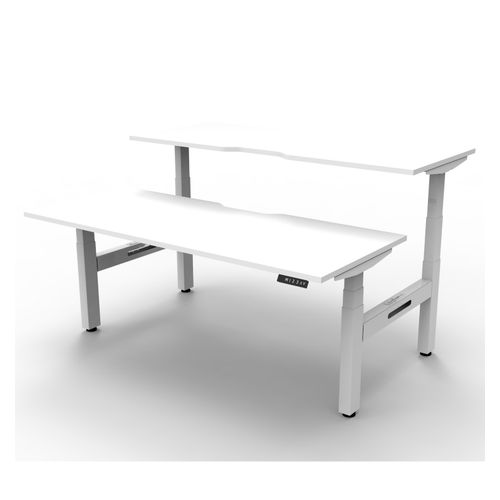 Rapid Boost Plus Height Adjustable Desk Back To Back 1500mm White Frame Natural White Top