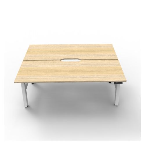 Rapid Boost Plus Height Adjustable Desk Back To Back 1500mm White Frame Natural Oak Top