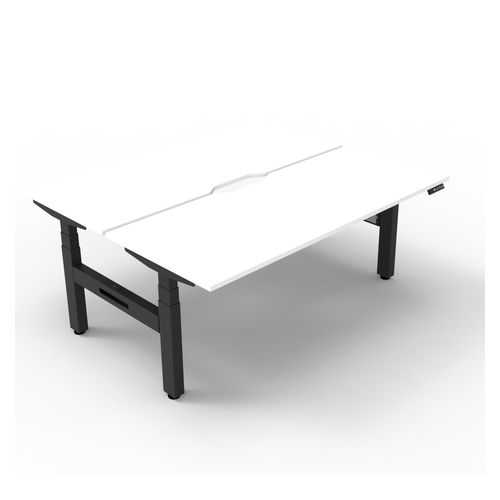 Rapid Boost Plus Height Adjustable Desk Back To Back 1800mm Black Frame Natural White Top