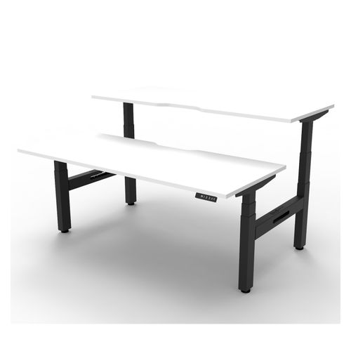 Rapid Boost Plus Height Adjustable Desk Back To Back 1800mm Black Frame Natural White Top