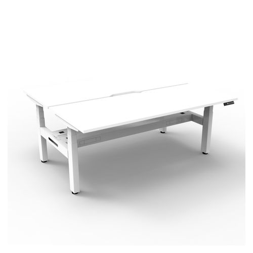Rapid Boost Plus Height Adjustable Desk with Cable Tray Back To Back 1500mm White Frame Natural White Top