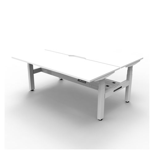 Rapid Boost Plus Height Adjustable Desk with Cable Tray Back To Back 1500mm White Frame Natural White Top